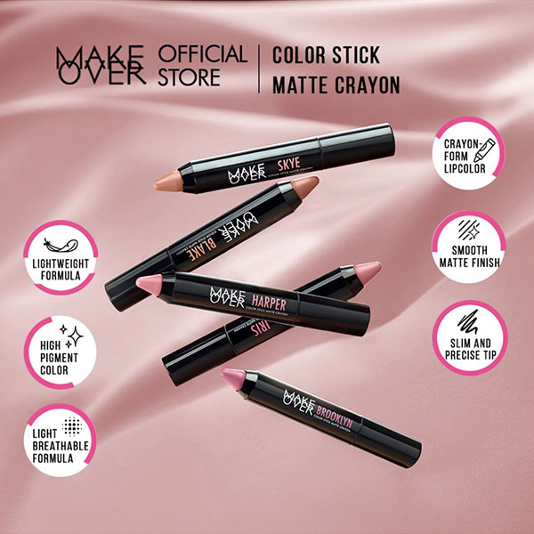 Make Over Color Stick Matte Crayon 2.6 G - Lipstick Matte Makeover - Gambar 3